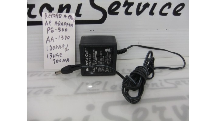 Record a Call PS-500 ac adaptor 120vac to 13vac 700ma